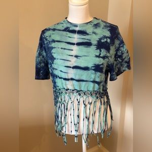 Tie Dye crop top with fringe Urban Outfitters